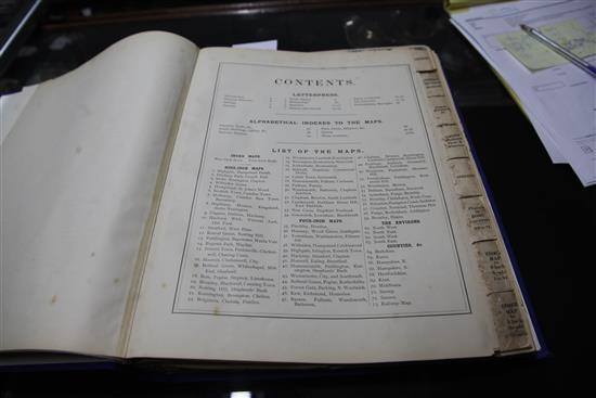 New Large-Scale Ordnance Atlas of London and Suburbs, rebound, library stamps, George W.Bacon, 1888